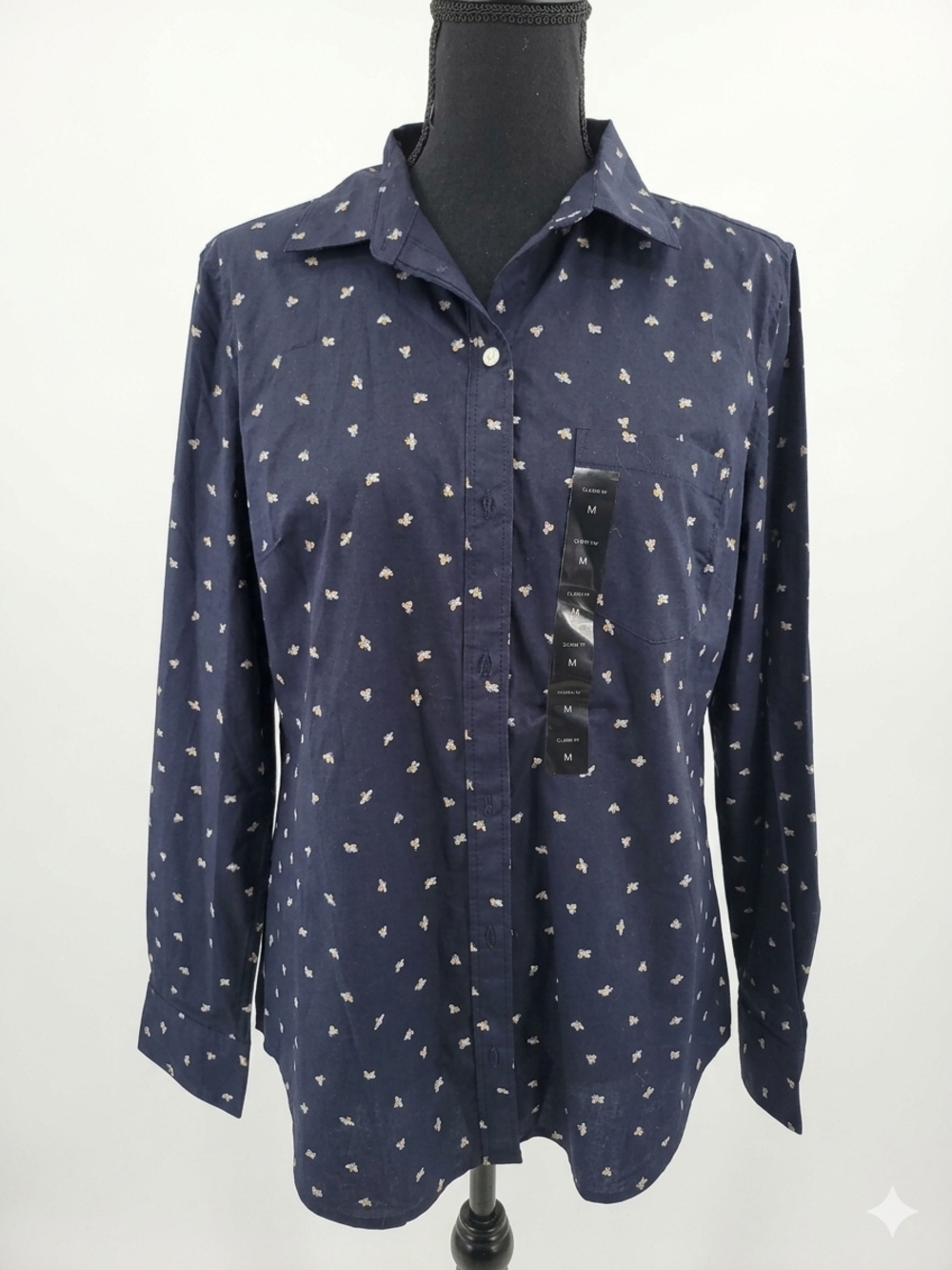 Banana Republic Navy Shirt with White and Yellow Bee Motif